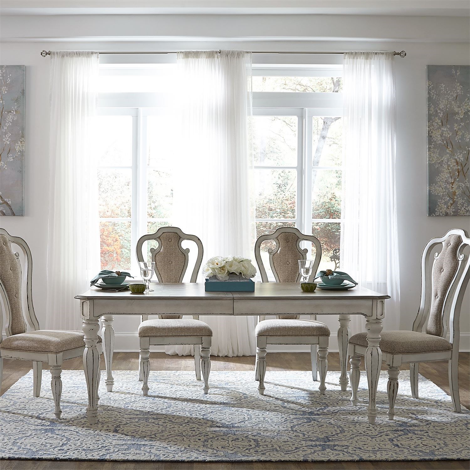 Liberty magnolia manor antique white extendable store rectangular dining table